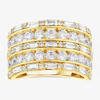 (F, Si2) Womens 3 CT. T.W. Lab Grown White Diamond 10K Gold Cocktail Ring
