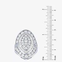 G/Si2) Womens CT. T.W. Lab Grown White Diamond 10K Gold Marquise Cluster Cocktail Ring