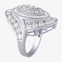 G/Si2) Womens CT. T.W. Lab Grown White Diamond 10K Gold Marquise Cluster Cocktail Ring