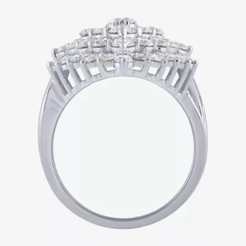 (G/ Si2) Womens 4 CT. T.W. Lab Grown White Diamond 10K Gold Marquise Cocktail Ring