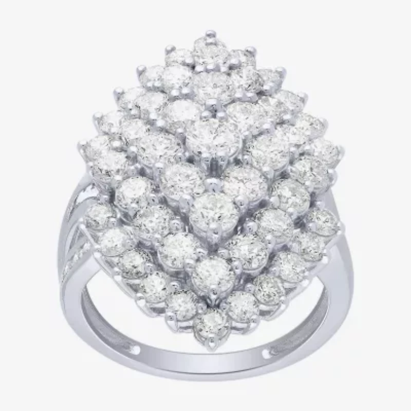 (G/ Si2) Womens 4 CT. T.W. Lab Grown White Diamond 10K Gold Marquise Cocktail Ring