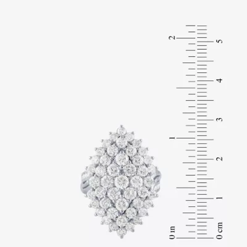 (G/ Si2) Womens 4 CT. T.W. Lab Grown White Diamond 10K Gold Marquise Cocktail Ring