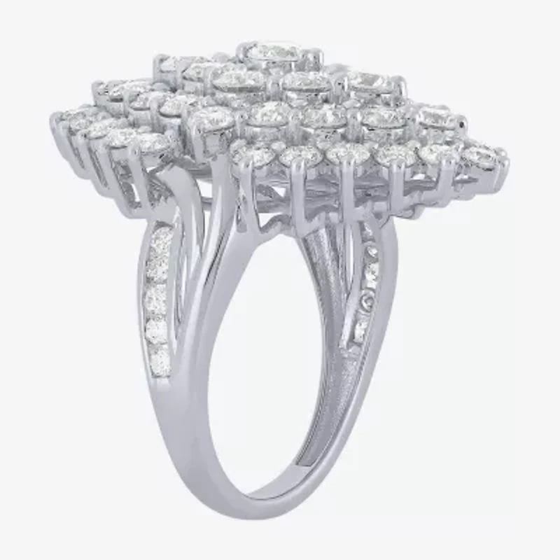 (G/ Si2) Womens 4 CT. T.W. Lab Grown White Diamond 10K Gold Marquise Cocktail Ring