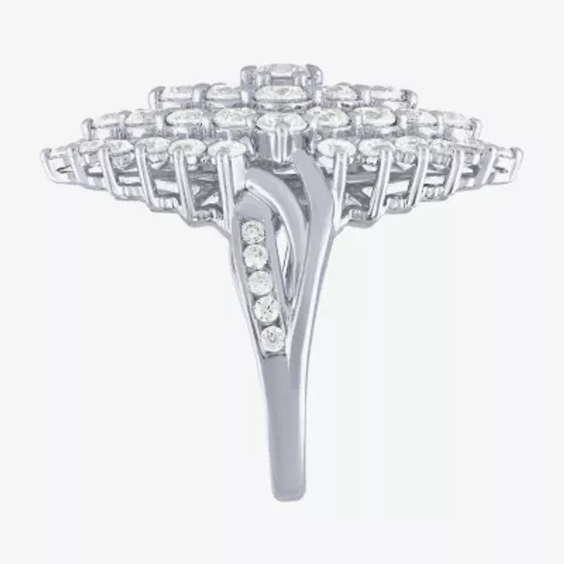 (G/ Si2) Womens 4 CT. T.W. Lab Grown White Diamond 10K Gold Marquise Cocktail Ring