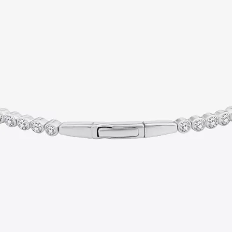 (F, Si2) Womens 3 CT. T.W. Lab Grown White Diamond 10K White Gold Bangle Bracelet