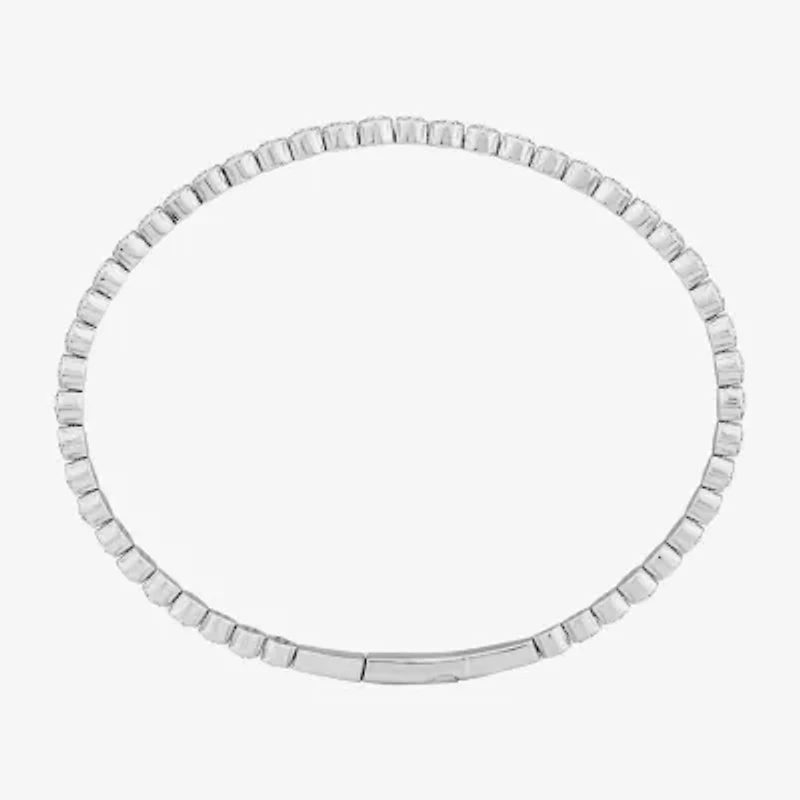 (F, Si2) Womens 3 CT. T.W. Lab Grown White Diamond 10K White Gold Bangle Bracelet