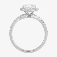 (H-I / Si1-I1) Womens 2 CT. T.W. Lab Grown White Diamond 14K Gold Side Stone Halo Engagement Ring