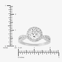 (H-I / Si1-I1) Womens 2 CT. T.W. Lab Grown White Diamond 14K Gold Side Stone Halo Engagement Ring