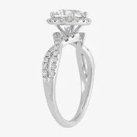 (H-I / Si1-I1) Womens 2 CT. T.W. Lab Grown White Diamond 14K Gold Side Stone Halo Engagement Ring