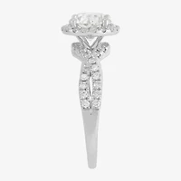 (H-I / Si1-I1) Womens 2 CT. T.W. Lab Grown White Diamond 14K Gold Side Stone Halo Engagement Ring