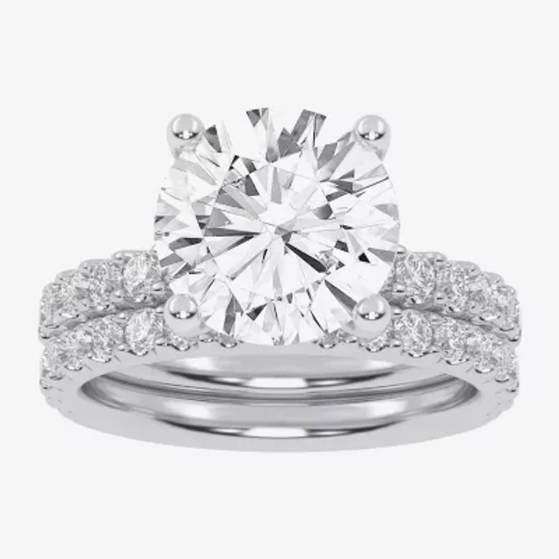 Signature By Modern Bride (G / Vs2-Si1) Womens 6 CT. T.W. Lab Grown White Diamond 14K Gold Round Side Stone Bridal Set