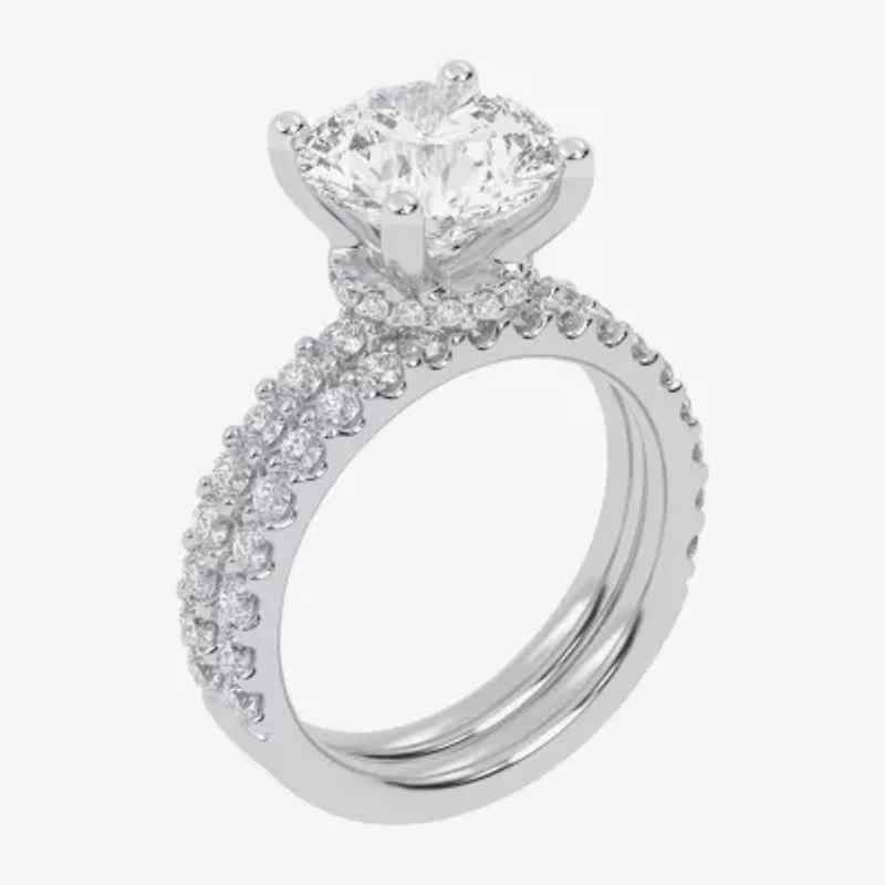 Signature By Modern Bride (G / Vs2-Si1) Womens 6 CT. T.W. Lab Grown White Diamond 14K Gold Round Side Stone Bridal Set