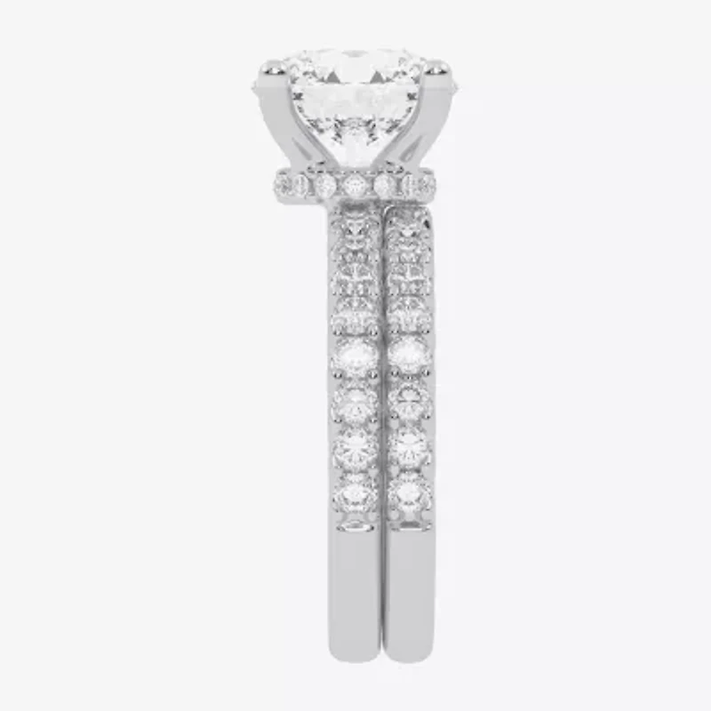 Signature By Modern Bride (G / Vs2-Si1) Womens 6 CT. T.W. Lab Grown White Diamond 14K Gold Round Side Stone Bridal Set