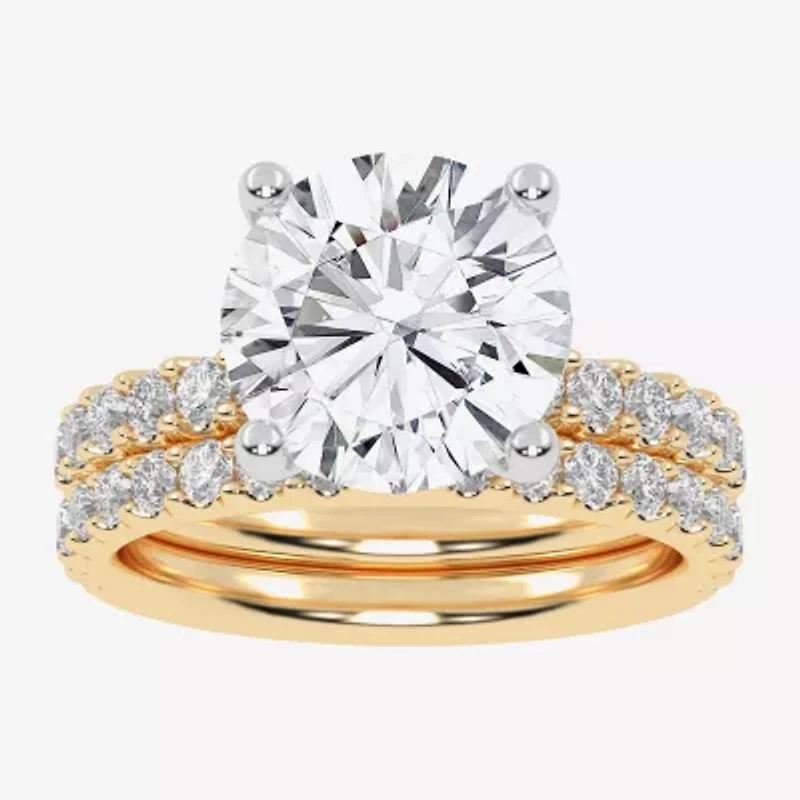 Signature By Modern Bride (G / Vs2-Si1) Womens 6 CT. T.W. Lab Grown White Diamond 14K Gold Round Side Stone Bridal Set