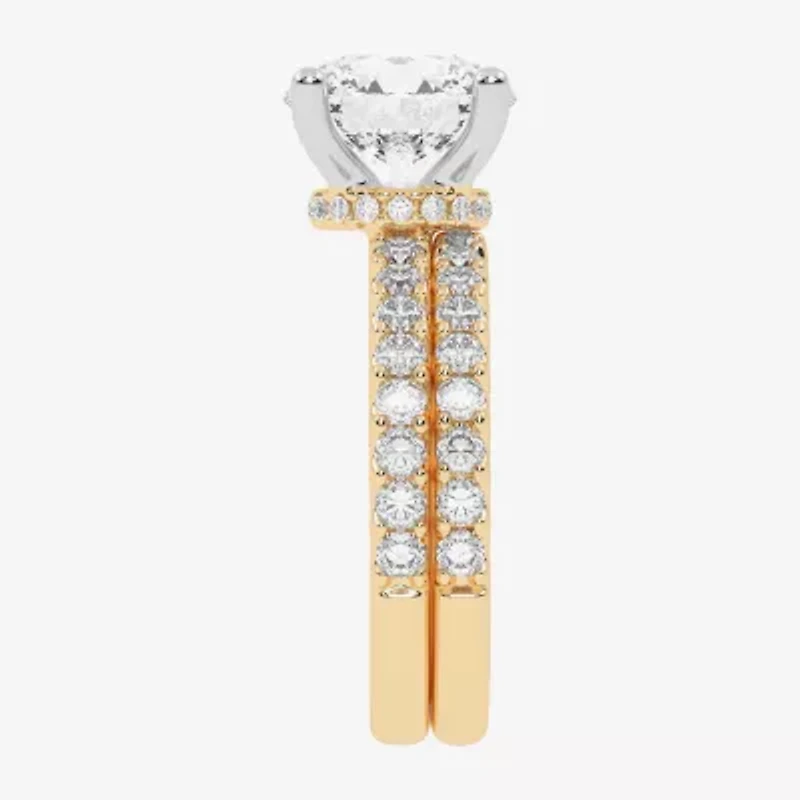 Signature By Modern Bride (G / Vs2-Si1) Womens 6 CT. T.W. Lab Grown White Diamond 14K Gold Round Side Stone Bridal Set