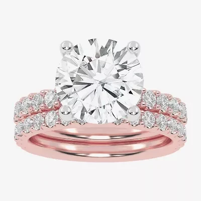 Signature By Modern Bride (G / Vs2-Si1) Womens 6 CT. T.W. Lab Grown White Diamond 14K Rose Gold Round Side Stone Bridal Set