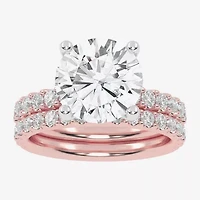 Signature By Modern Bride (G / Vs2-Si1) Womens 6 CT. T.W. Lab Grown White Diamond 14K Rose Gold Round Side Stone Bridal Set