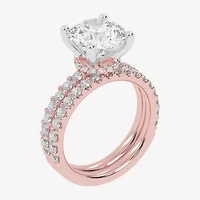 Signature By Modern Bride (G / Vs2-Si1) Womens 6 CT. T.W. Lab Grown White Diamond 14K Rose Gold Round Side Stone Bridal Set