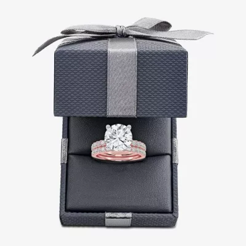 Signature By Modern Bride (G / Vs2-Si1) Womens 6 CT. T.W. Lab Grown White Diamond 14K Rose Gold Round Side Stone Bridal Set