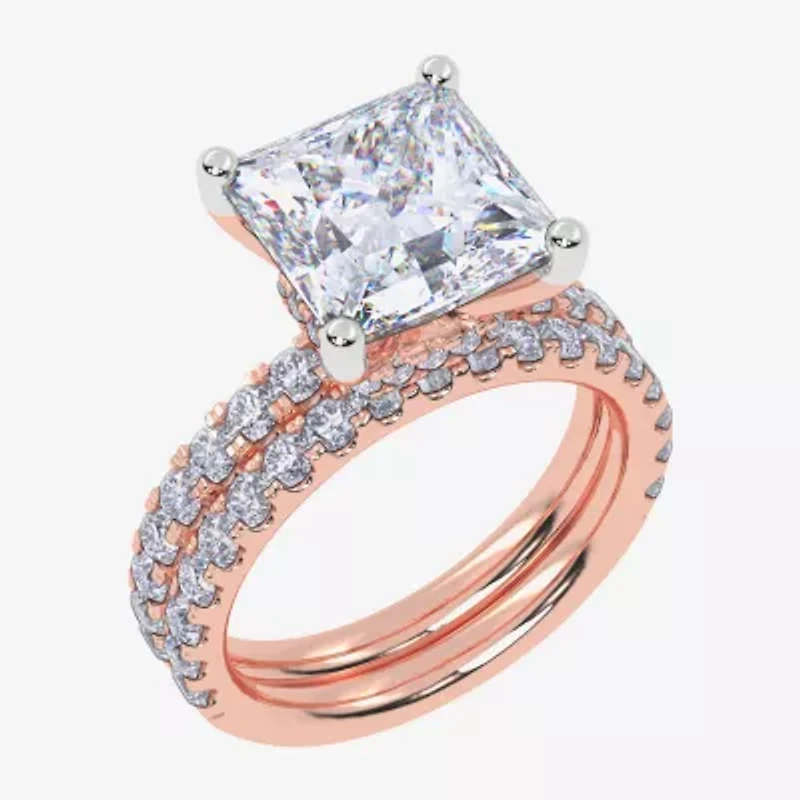 (G / Vs2-Si1) Womens 6 CT. T.W. Lab Grown White Diamond 14K Gold Side Stone Bridal Set