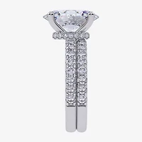 Signature By Modern Bride (G / Vs2-Si1) Womens 4 CT. T.W. Lab Grown White Diamond 14K Gold Oval Side Stone Bridal Set