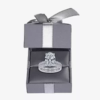 Signature By Modern Bride (G / Vs2-Si1) Womens 4 CT. T.W. Lab Grown White Diamond 14K Gold Oval Side Stone Bridal Set