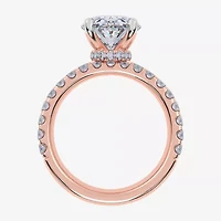 Signature By Modern Bride (G / Vs2-Si1) Womens 4 CT. T.W. Lab Grown White Diamond 14K Rose Gold Oval Side Stone Bridal Set