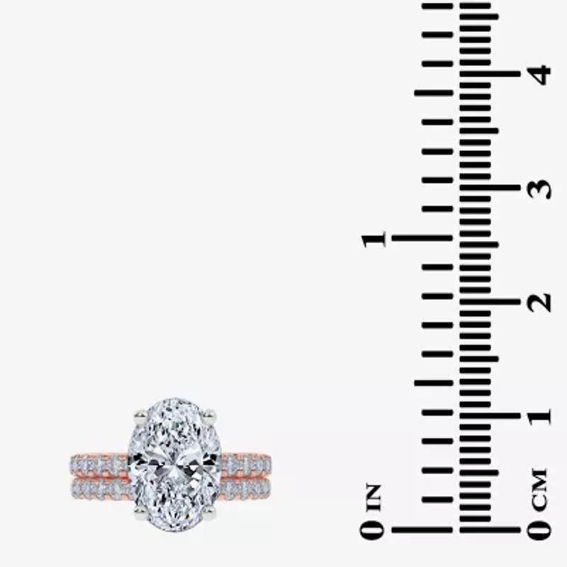 Signature By Modern Bride (G / Vs2-Si1) Womens 4 CT. T.W. Lab Grown White Diamond 14K Rose Gold Oval Side Stone Bridal Set