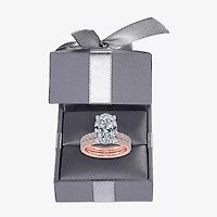 Signature By Modern Bride (G / Vs2-Si1) Womens 4 CT. T.W. Lab Grown White Diamond 14K Rose Gold Oval Side Stone Bridal Set