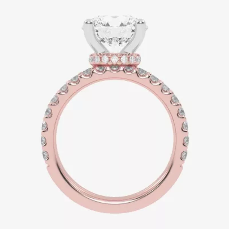 Signature By Modern Bride (G / Vs2-Si1) Womens 4 CT. T.W. Lab Grown White Diamond 14K Rose Gold Round Side Stone Bridal Set