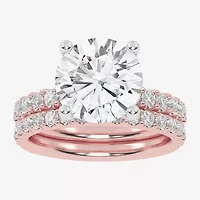 Signature By Modern Bride (G / Vs2-Si1) Womens 4 CT. T.W. Lab Grown White Diamond 14K Rose Gold Round Side Stone Bridal Set