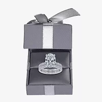 Signature By Modern Bride (G / Vs2-Si1) Womens 6 CT. T.W. Lab Grown White Diamond 14K Gold Oval Side Stone Bridal Set