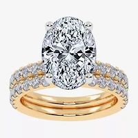 Signature By Modern Bride (G / Vs2-Si1) Womens 6 CT. T.W. Lab Grown White Diamond 14K Gold Oval Side Stone Bridal Set