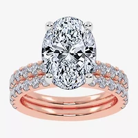 Signature By Modern Bride (G / Vs2-Si1) Womens 6 CT. T.W. Lab Grown White Diamond 14K Rose Gold Oval Side Stone Bridal Set
