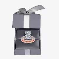 Signature By Modern Bride (G / Vs2-Si1) Womens 6 CT. T.W. Lab Grown White Diamond 14K Rose Gold Oval Side Stone Bridal Set