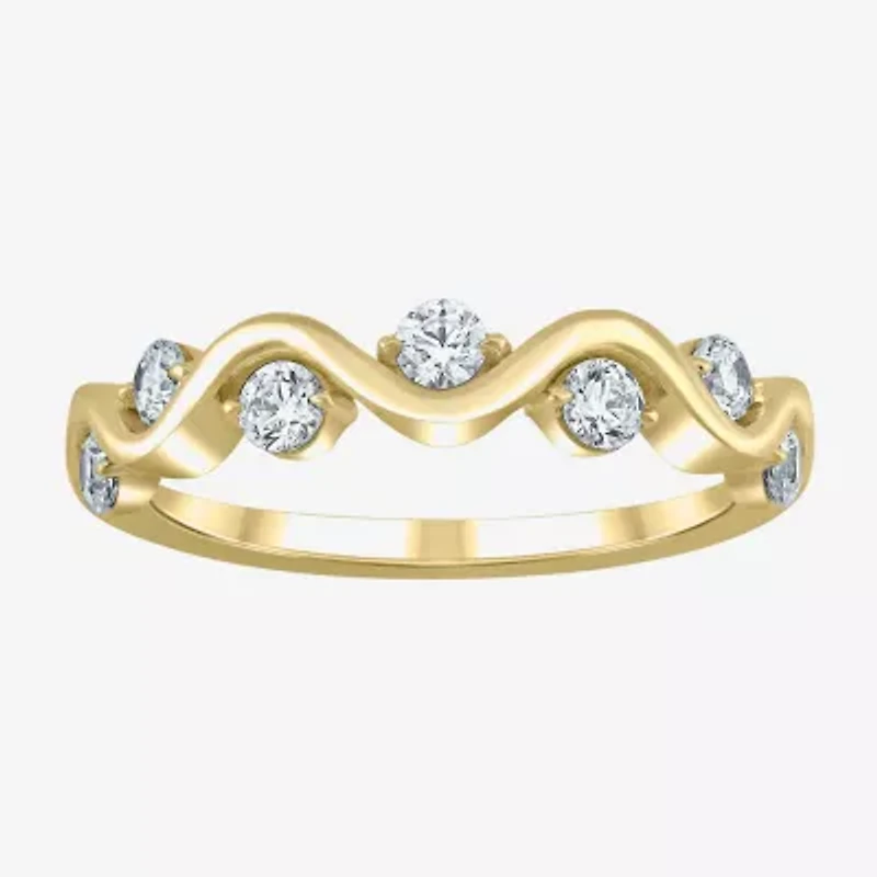 G / Si2) Womens 1/ CT. T.W. Lab Grown White Diamond 10K Gold Wedding Band