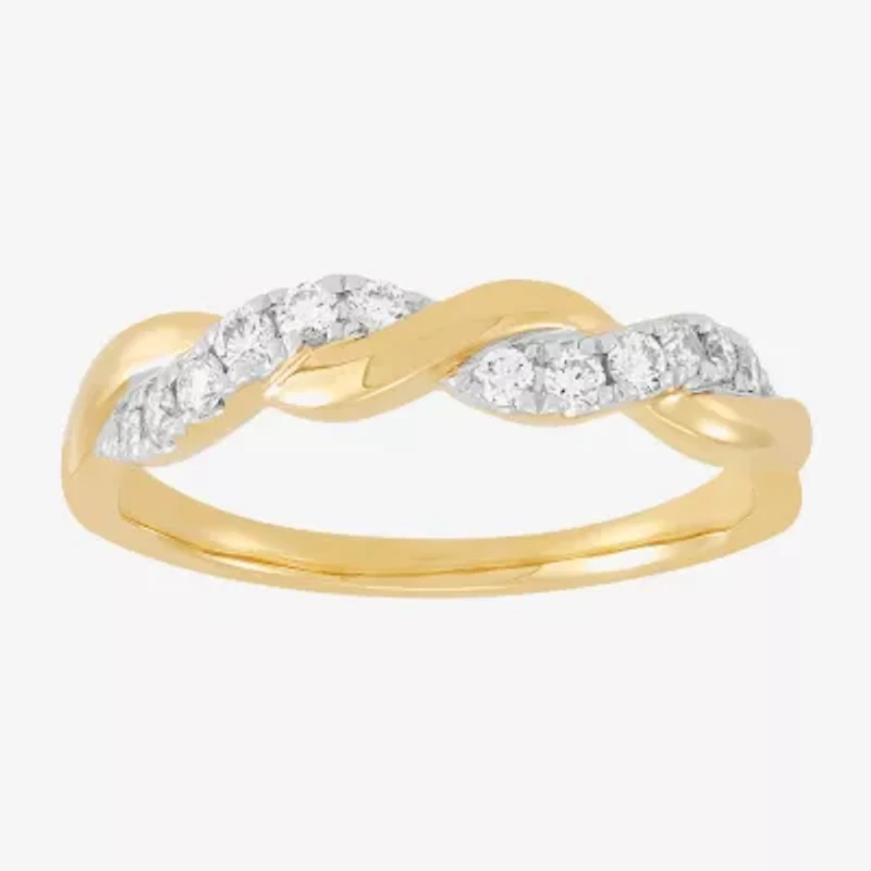 (H-I / I1) Womens 4MM 1/4 CT. T.W. Lab Grown White Diamond 10K Gold Wedding Band