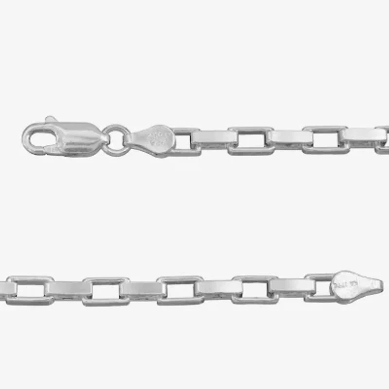 Made In Italy Womens Sterling Silver Inch Box Chain Necklace