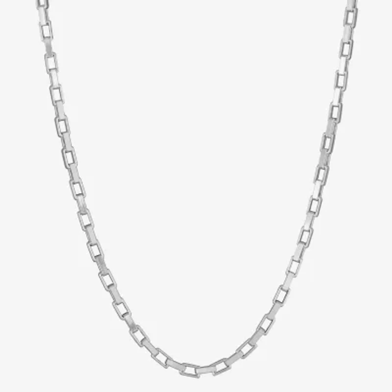 Made In Italy Womens Sterling Silver Inch Box Chain Necklace