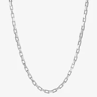 Made In Italy Womens Sterling Silver Inch Box Chain Necklace