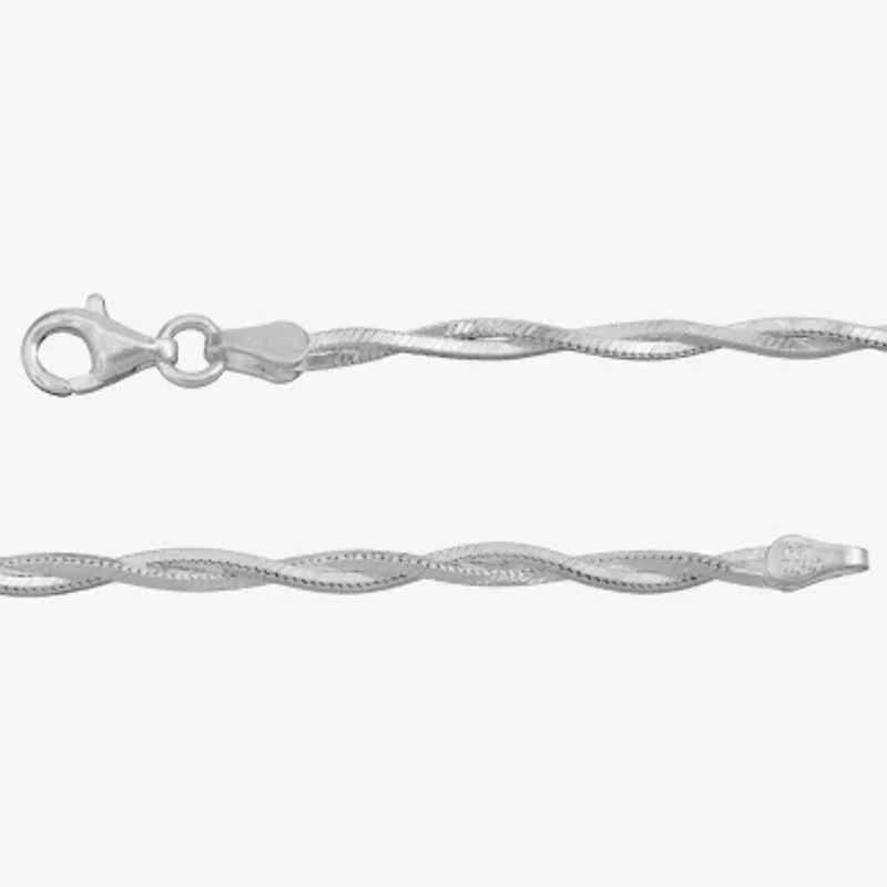 Made in Italy Womens Sterling Silver 20 Inch Braid Chain Necklace