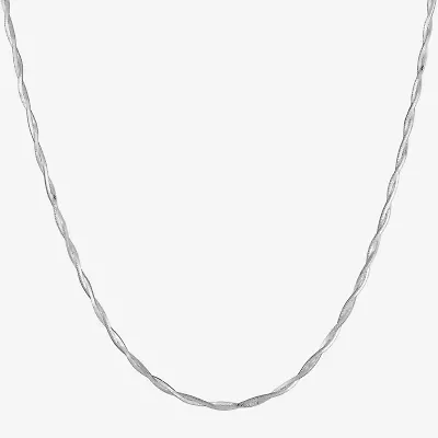 Made in Italy Womens Sterling Silver 20 Inch Braid Chain Necklace