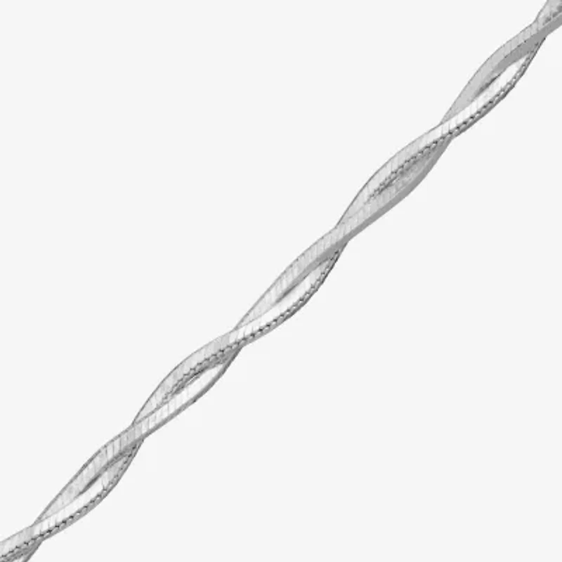 Made in Italy Womens Sterling Silver 20 Inch Braid Chain Necklace
