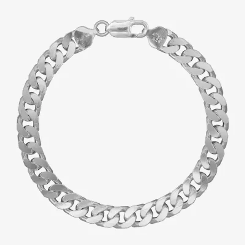 Made in Italy Mens Sterling Silver 8 1/2 Inch Solid Curb Chain Bracelet