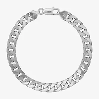 Made in Italy Mens Sterling Silver 8 1/2 Inch Solid Curb Chain Bracelet