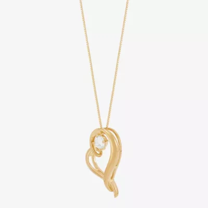 (H-1/Si2) Womens 1/4 CT. T.W. Lab Grown White Diamond 14K Gold Over Silver Sterling Silver Heart 18 Inch Pendant Necklace