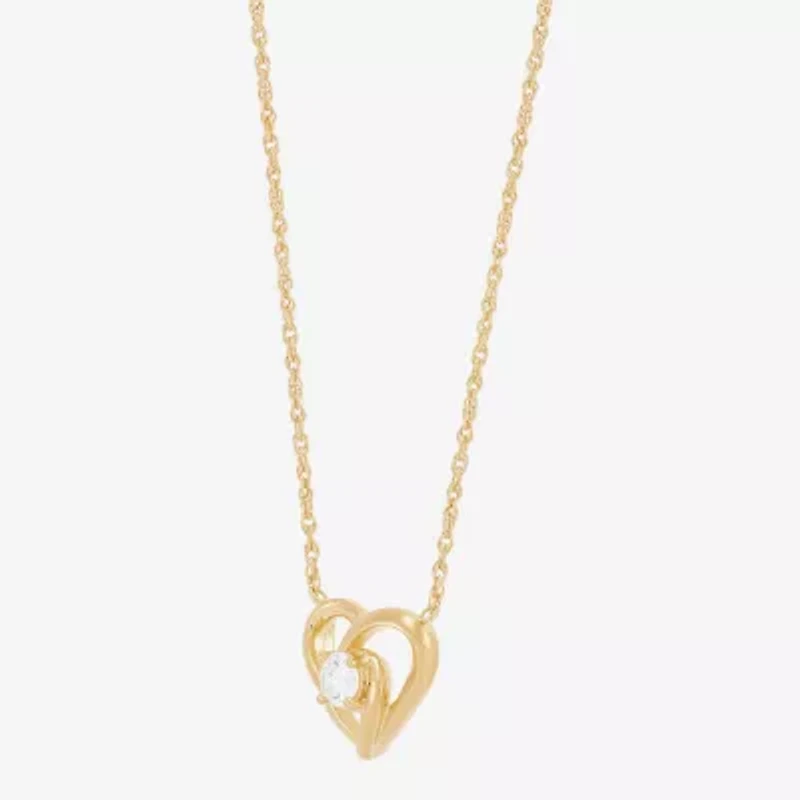 (H-I Womens 1/4 CT. T.W. Lab Grown White Diamond 14K Gold Over Silver Sterling Silver Heart 18 Inch Pendant Necklace