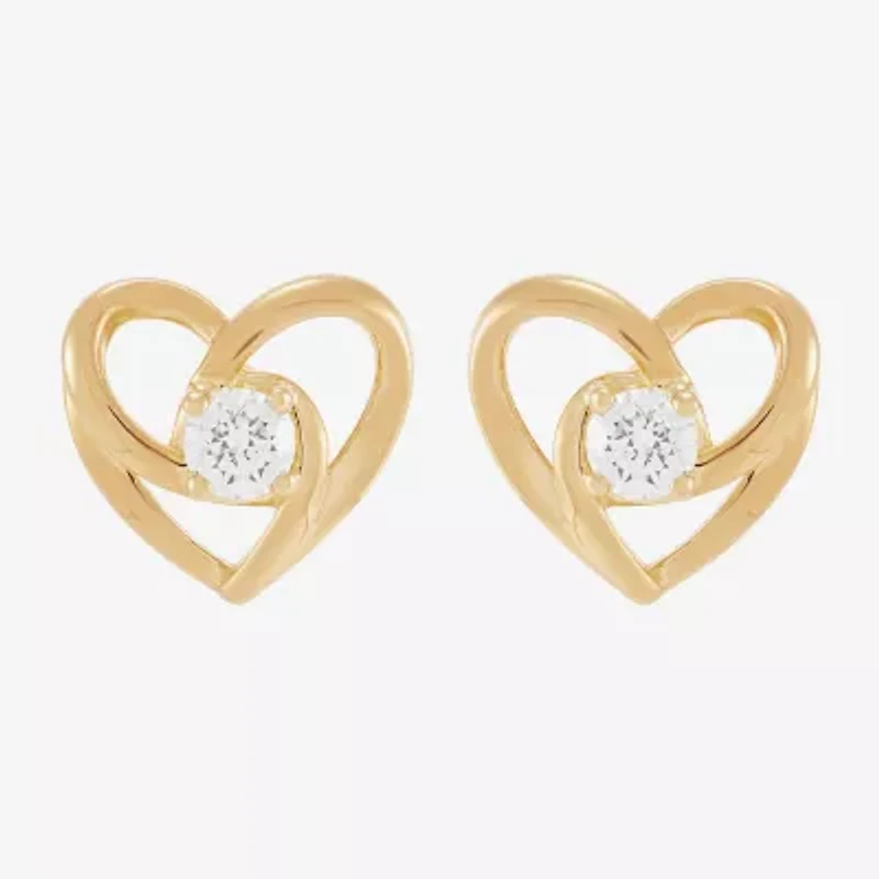 (H-I,Si2) 1/4 CT. T.W. Lab Grown White Diamond 14K Gold Over Silver Sterling Silver 9.6mm Heart Stud Earrings