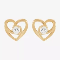 (H-I,Si2) 1/4 CT. T.W. Lab Grown White Diamond 14K Gold Over Silver Sterling Silver 9.6mm Heart Stud Earrings
