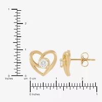 (H-I,Si2) 1/4 CT. T.W. Lab Grown White Diamond 14K Gold Over Silver Sterling Silver 9.6mm Heart Stud Earrings